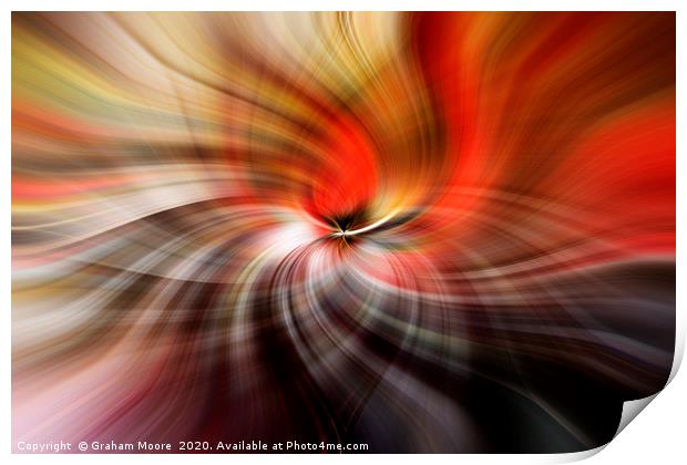 Abstract twirl effect in red and yellow Print by Graham Moore