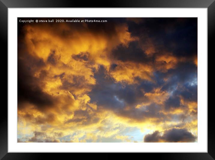 Sunset clouds Framed Mounted Print by steve ball