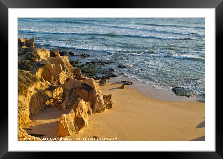 Chiringuitos beach sunset from cliff view Framed Mounted Print by Angelo DeVal