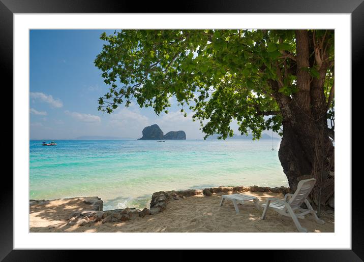 Tropical sea view with island Framed Mounted Print by Jordan Jelev