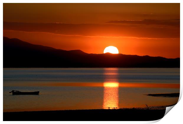 Sunrise over the lake Print by Jordan Jelev