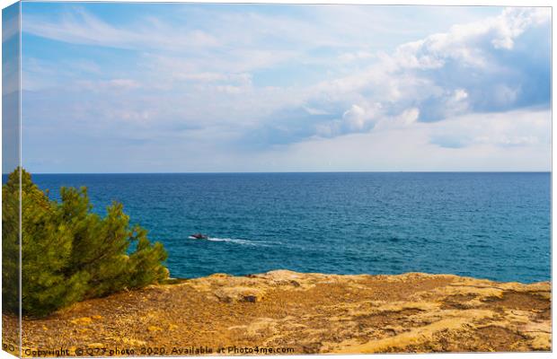 high cliff above the sea, summer sea background, m Canvas Print by Q77 photo