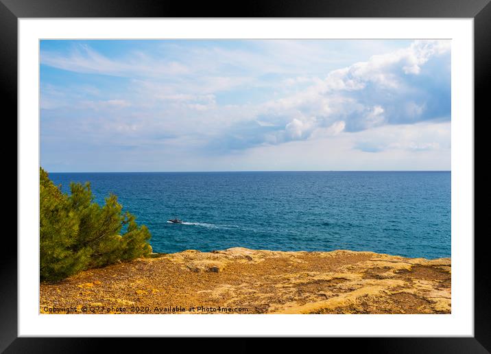 high cliff above the sea, summer sea background, m Framed Mounted Print by Q77 photo