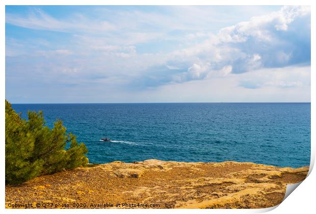high cliff above the sea, summer sea background, m Print by Q77 photo