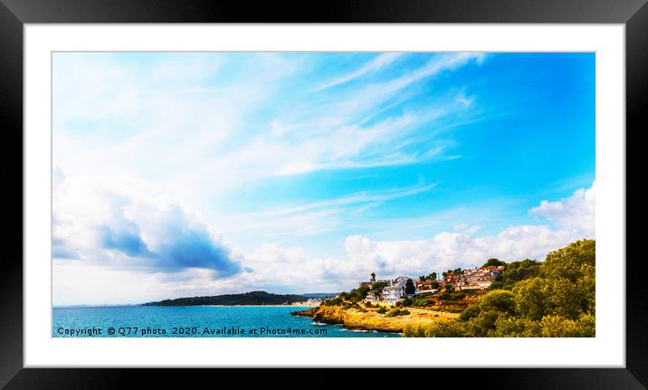 high cliff above the sea, summer sea background, m Framed Mounted Print by Q77 photo