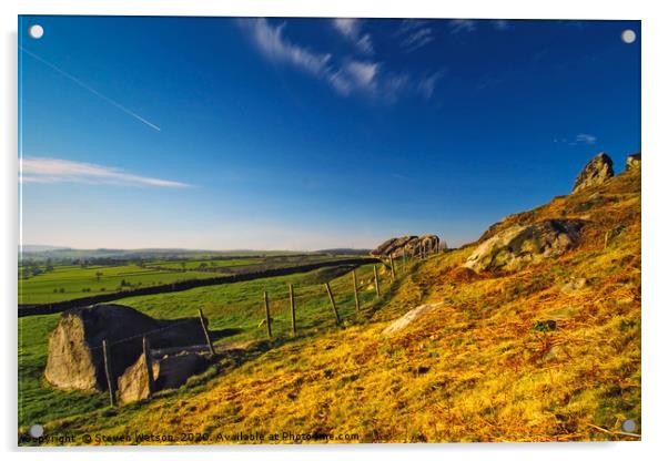 Approaching Almscliff Crag Acrylic by Steven Watson