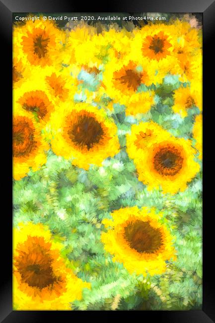 Painterly Sunflower Field Framed Print by David Pyatt