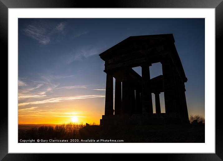 Penshaw Sunset Framed Mounted Print by Gary Clarricoates