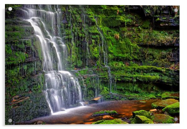 Middle Black Clough Waterfall Acrylic by Darren Galpin