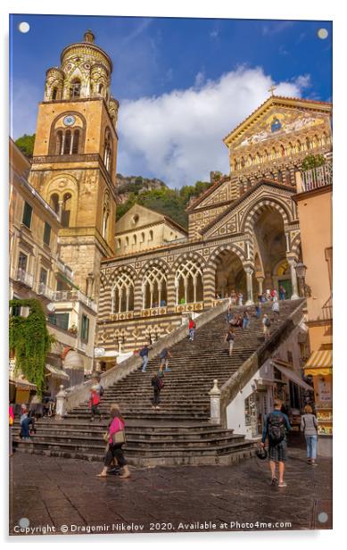 Steps up to the Duomo Cattedrale Sant' Andrea in Amalfi Acrylic by Dragomir Nikolov