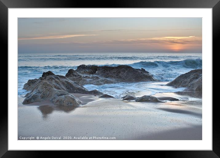 Twilight coming in Gale beach, Albufeira Framed Mounted Print by Angelo DeVal