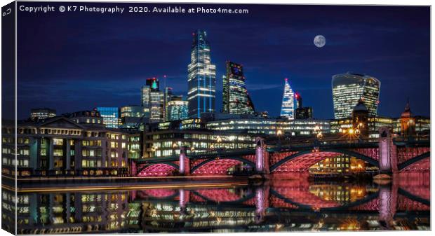 The Illuminated River at Southwark Bridge Canvas Print by K7 Photography