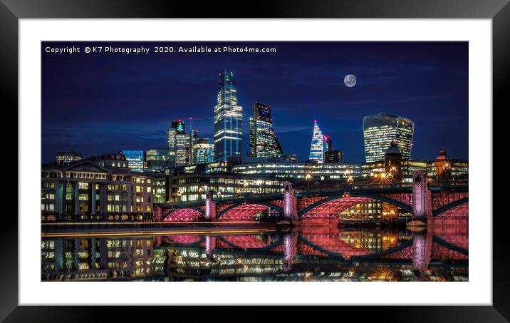 The Illuminated River at Southwark Bridge Framed Mounted Print by K7 Photography