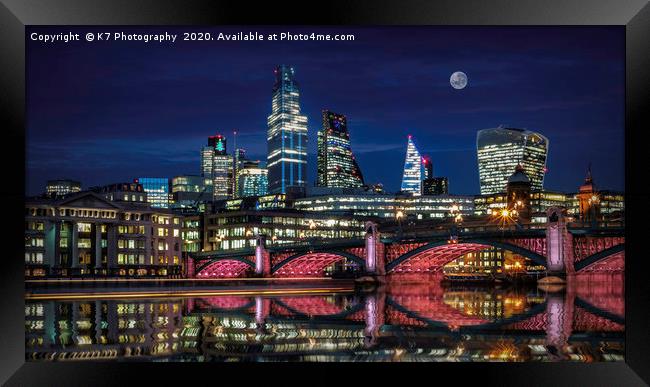 The Illuminated River at Southwark Bridge Framed Print by K7 Photography