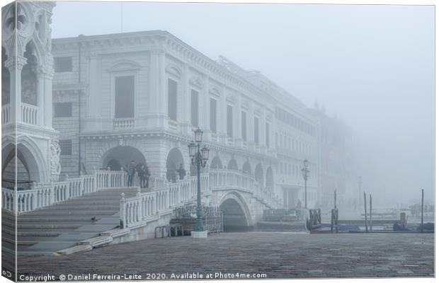 Fog Winter Coastal Scene Venice, Italy Canvas Print by Daniel Ferreira-Leite