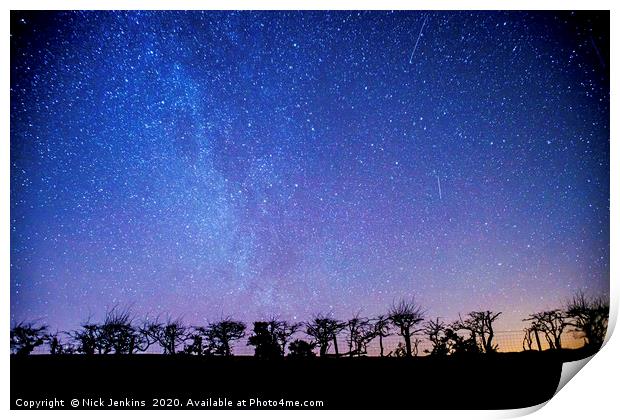 Night Sky and Milky Way over the Brecon Beacons  Print by Nick Jenkins