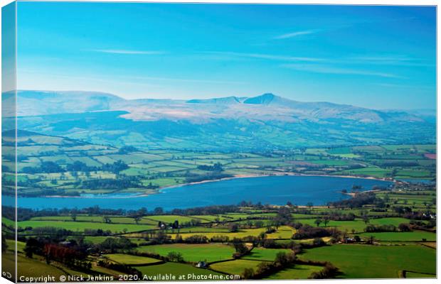 View West from Mynydd Llangorse  Canvas Print by Nick Jenkins