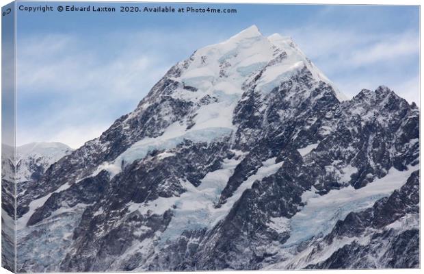 The Peak of Mt. Cook           Canvas Print by Edward Laxton