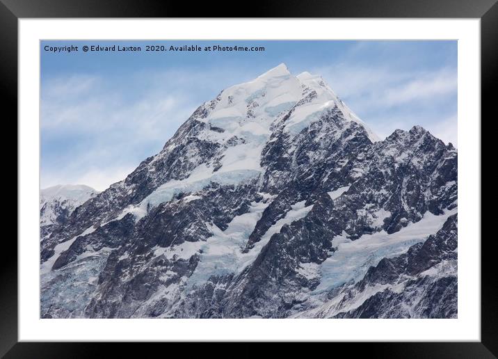 The Peak of Mt. Cook           Framed Mounted Print by Edward Laxton