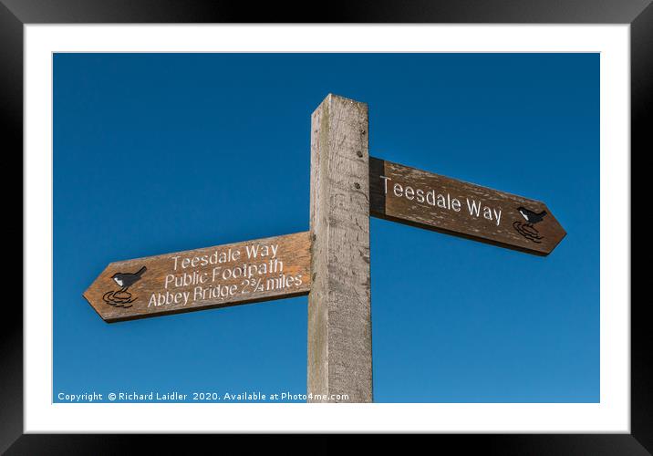 Teesdale Way Signpost Framed Mounted Print by Richard Laidler