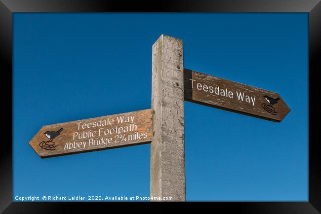 Teesdale Way Signpost Framed Print by Richard Laidler