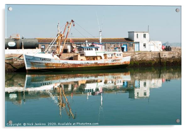 Fishing Trawler Newlyn Cornwall Acrylic by Nick Jenkins