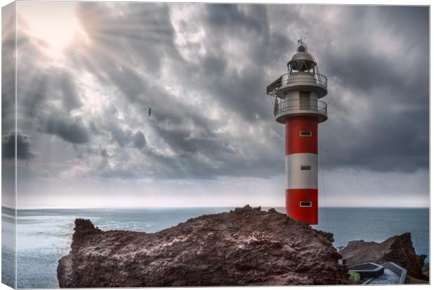 Lighthouse Punta de Teno on the Atlantic Ocean Canvas Print by Jordan Jelev