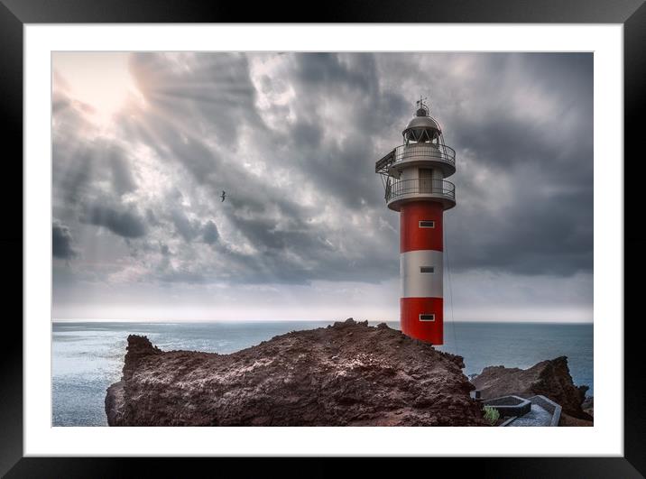 Lighthouse Punta de Teno on the Atlantic Ocean Framed Mounted Print by Jordan Jelev