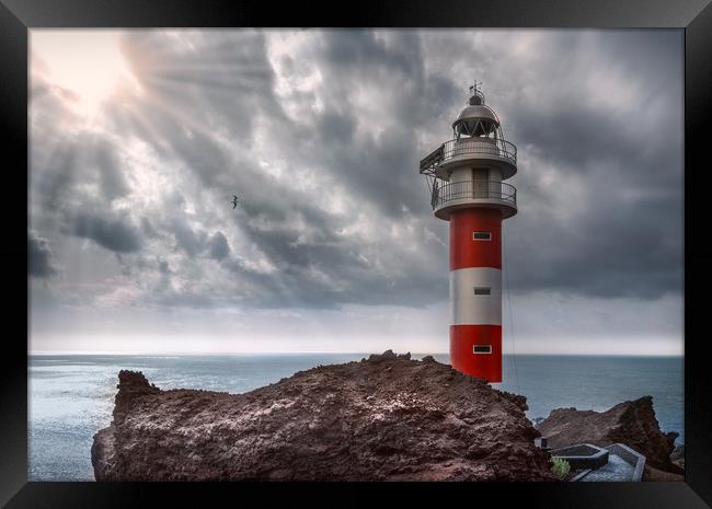 Lighthouse Punta de Teno on the Atlantic Ocean Framed Print by Jordan Jelev