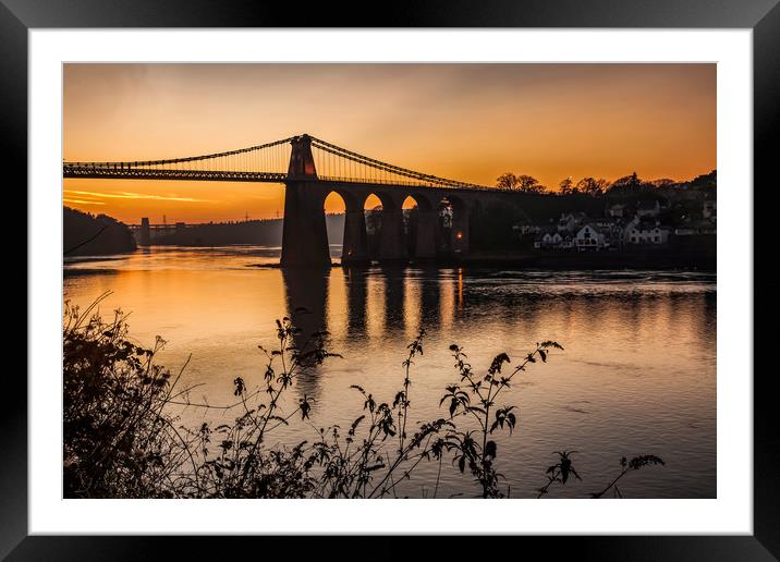 Menai Bridge Framed Mounted Print by Gail Johnson