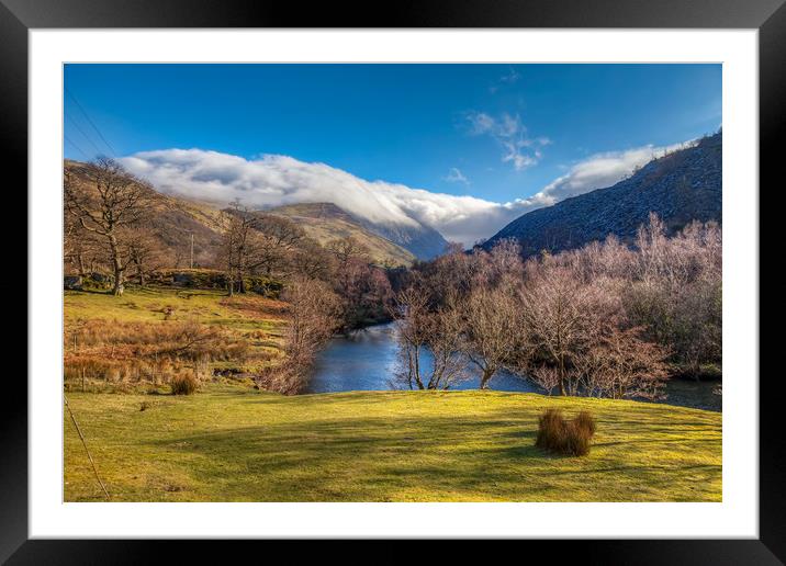 Inversion clouds hugging the tops of the mountains Framed Mounted Print by Gail Johnson