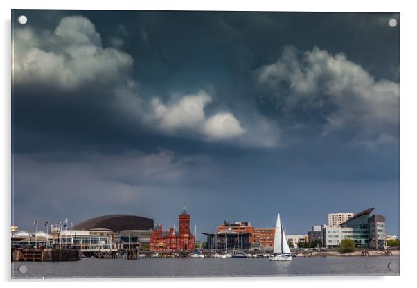 Cardiff Bay with the Historic and Modern landmarks Acrylic by Gail Johnson