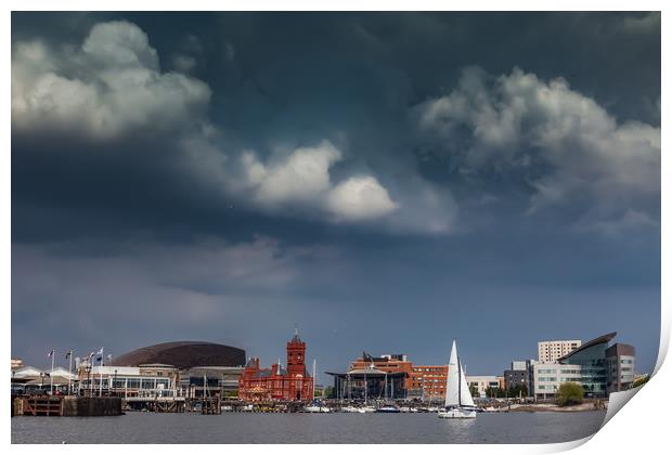 Cardiff Bay with the Historic and Modern landmarks Print by Gail Johnson