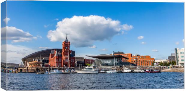 Cardiff Bay with the Historic and Modern landmarks Canvas Print by Gail Johnson
