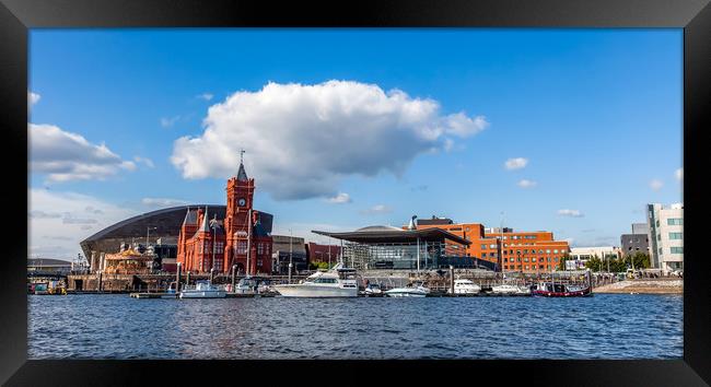 Cardiff Bay with the Historic and Modern landmarks Framed Print by Gail Johnson