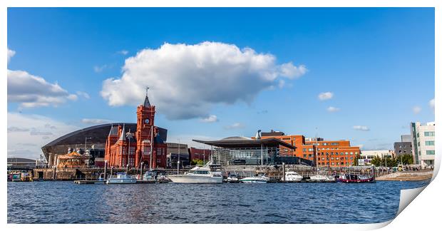 Cardiff Bay with the Historic and Modern landmarks Print by Gail Johnson