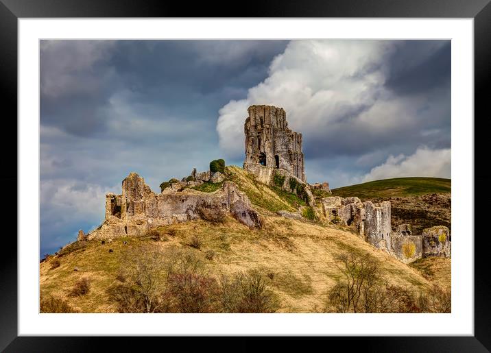 Corfe Castle and Village Dorset Jurassic Coast - W Framed Mounted Print by Gail Johnson