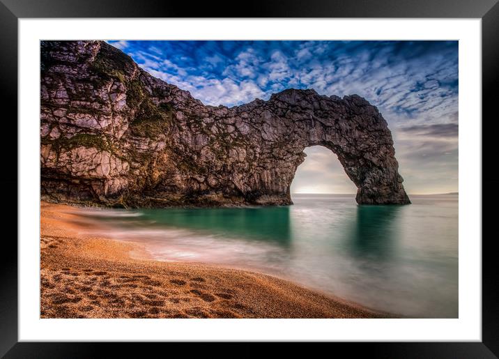 Durdle Dor a rock arch off the Jurassic Coast Dors Framed Mounted Print by Gail Johnson