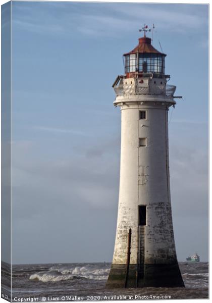 New Brighton Lighthouse in stormy weather Canvas Print by Liam Neon