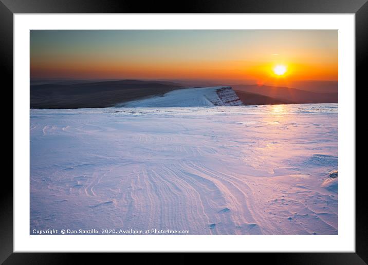 A bitter sunset on Fan Brycheiniog with the summit Framed Mounted Print by Dan Santillo