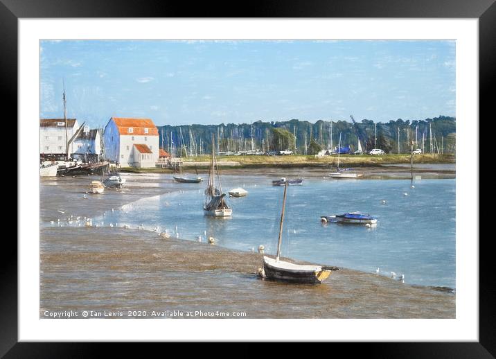 Low Tide At Woodbridge Framed Mounted Print by Ian Lewis