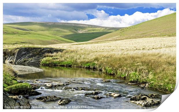 The Upper River Elan in Powys Remote Mid Wales Print by Nick Jenkins