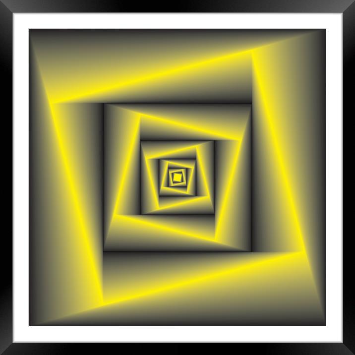 Yellow to black abstract rose like flower design Framed Mounted Print by Adrian Bud