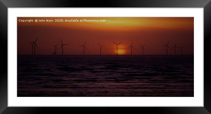 Windmills at Sunset Framed Mounted Print by John Wain