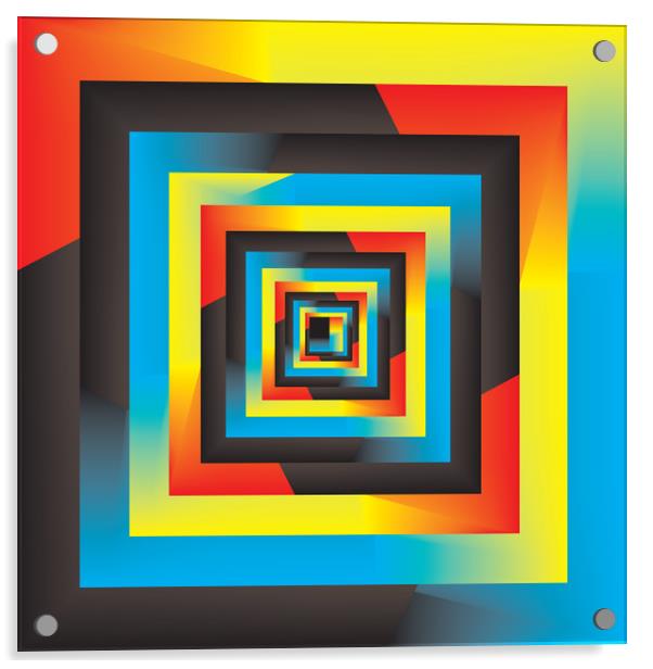 Abstract Frame Multiple Colors Cyan Magenta Yellow Acrylic by Adrian Bud