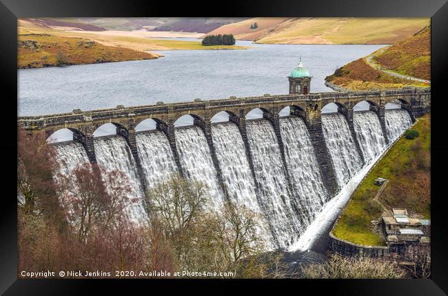 Craig Goch Dam and Reservoir Flowing Elan Valley  Framed Print by Nick Jenkins