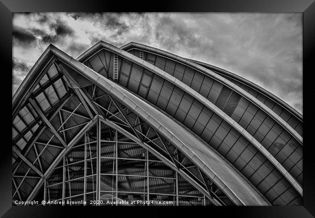 Armadillo, Glasgow, in Black and White Framed Print by Andy Brownlie
