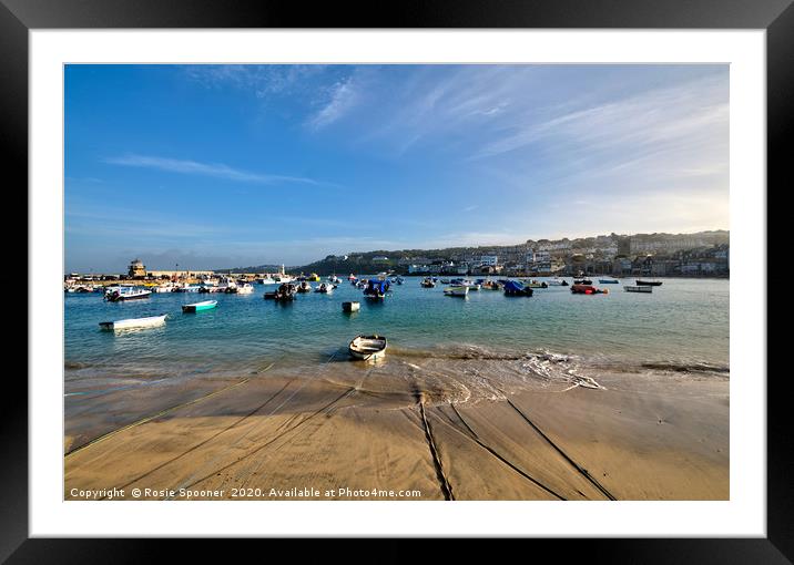The Lighthouse at Smeaton's Pier view at St Ives Framed Mounted Print by Rosie Spooner