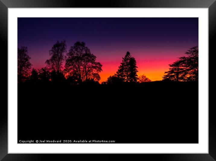 sunset silhouette Framed Mounted Print by Joel Woodward