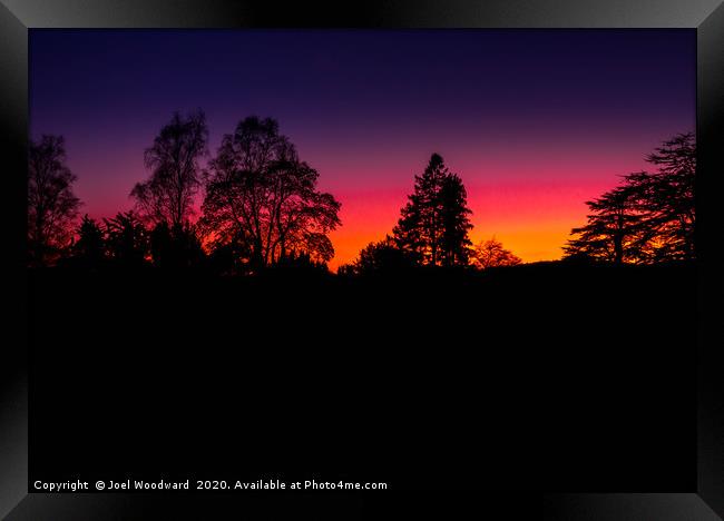sunset silhouette Framed Print by Joel Woodward